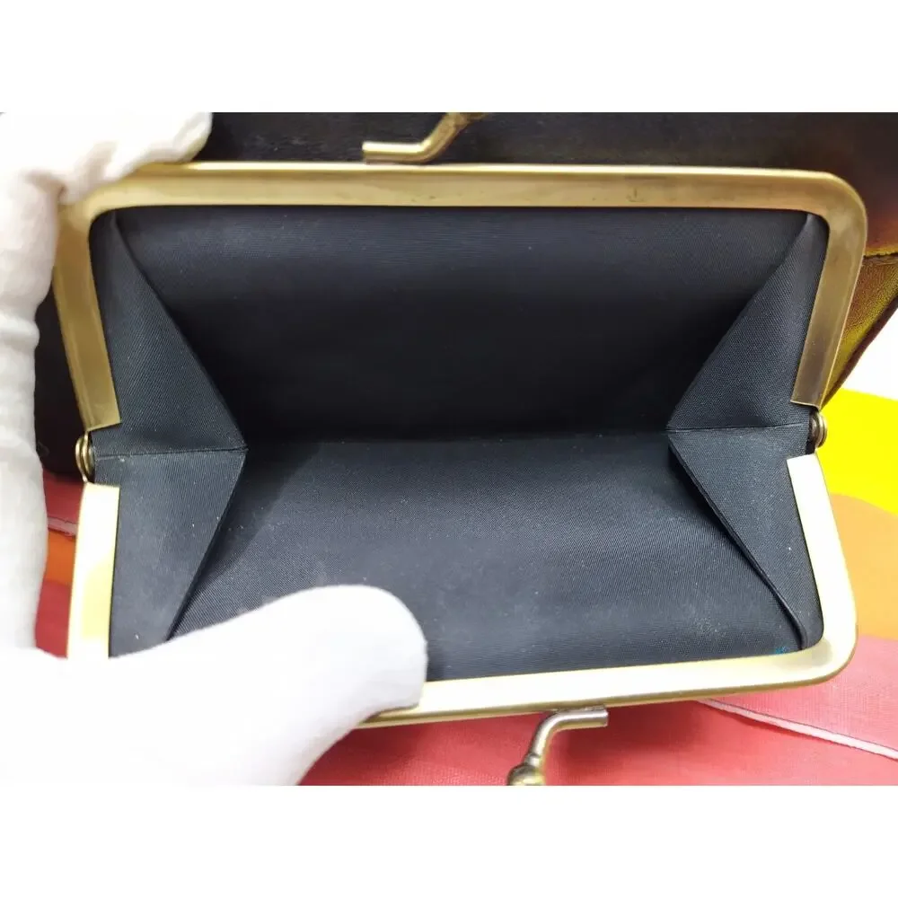 Buxton Black Leather Kisslock Credit Card ID Window Trifold Wallet